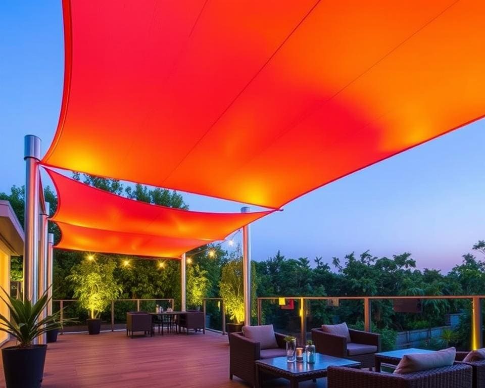 Freistehende Sonnensegel mit LED-Beleuchtung für Terrassen