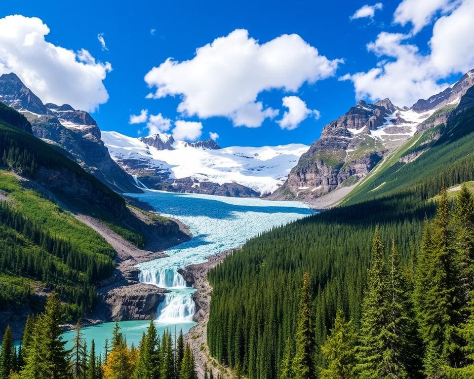 Gletscher und Wasserfälle im Yoho-Nationalpark