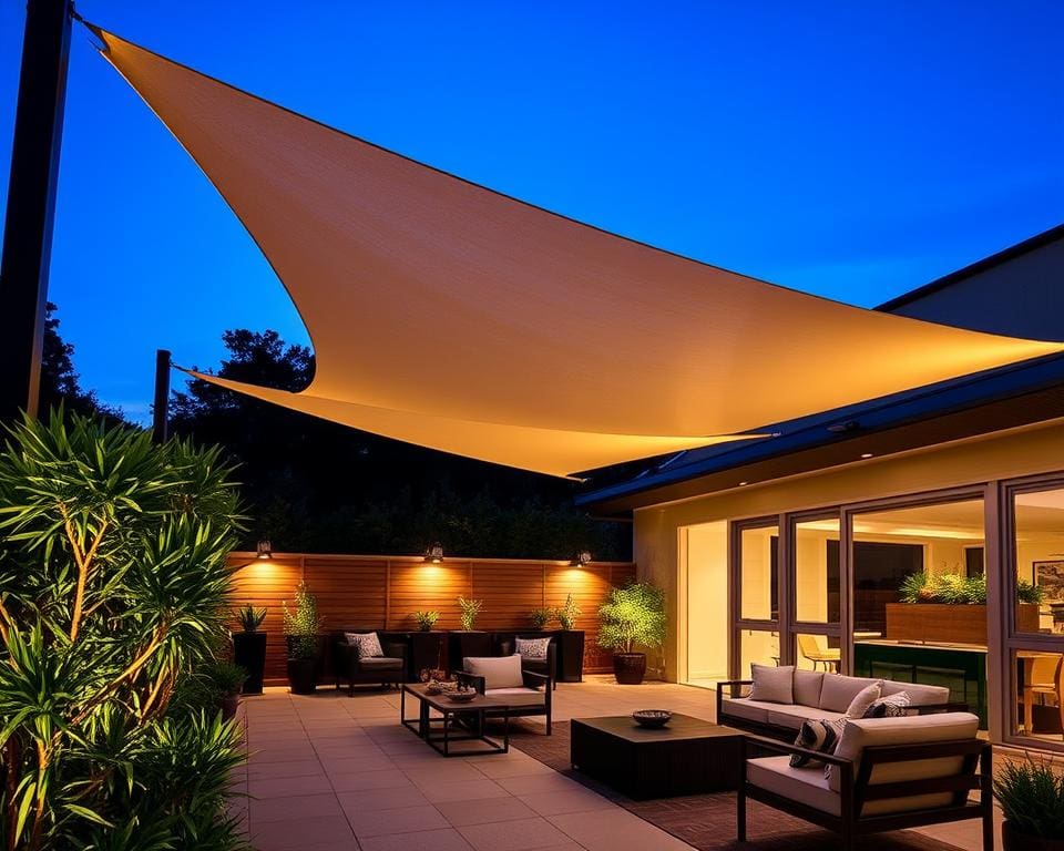 LED Sonnensegel Terrasse