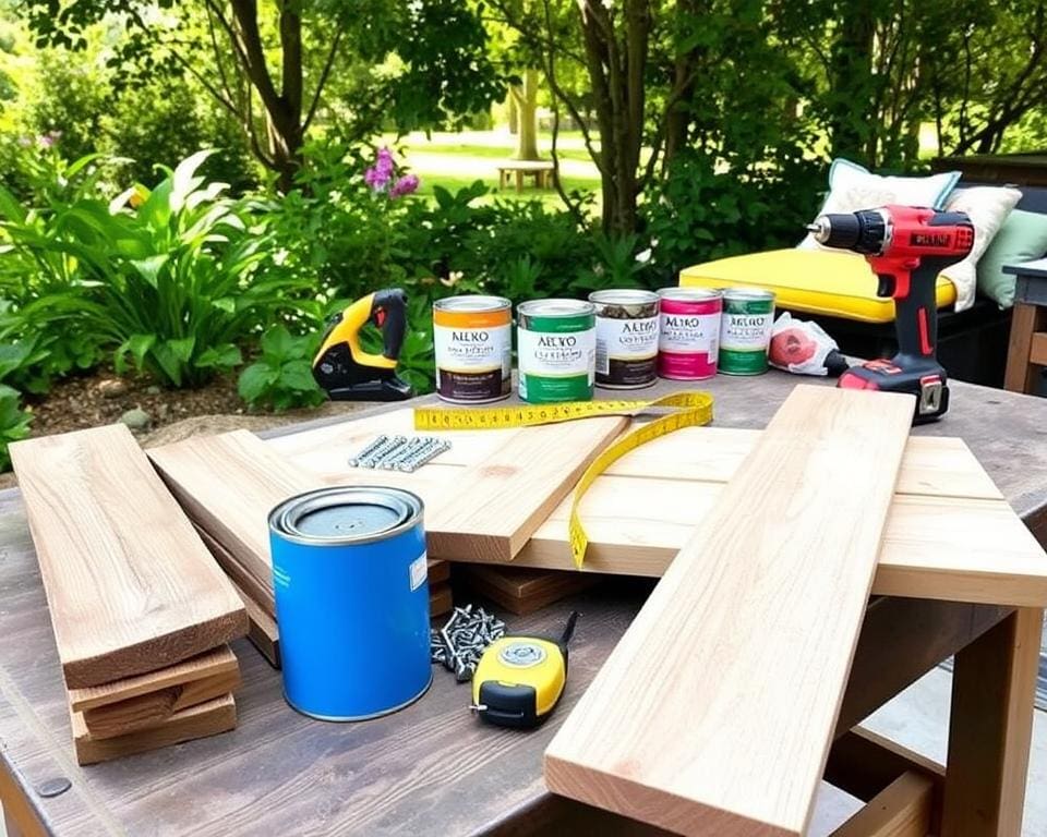 Materialien und Werkzeuge für DIY Outdoor-Möbel