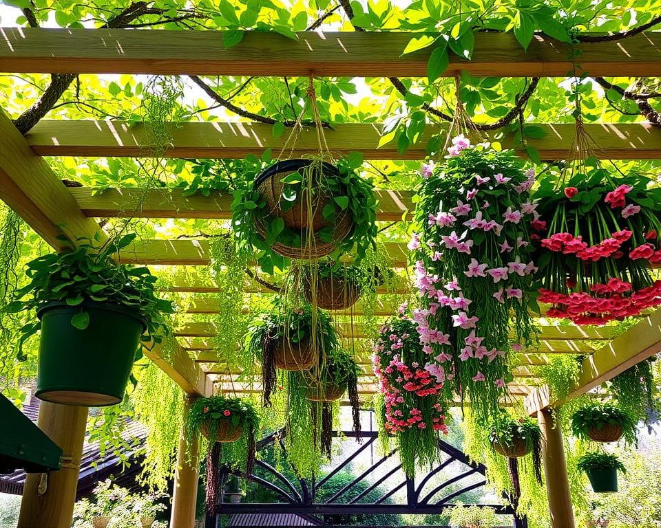 Pergola mit hängenden Pflanzen: Mehr Grün für schattige Plätze