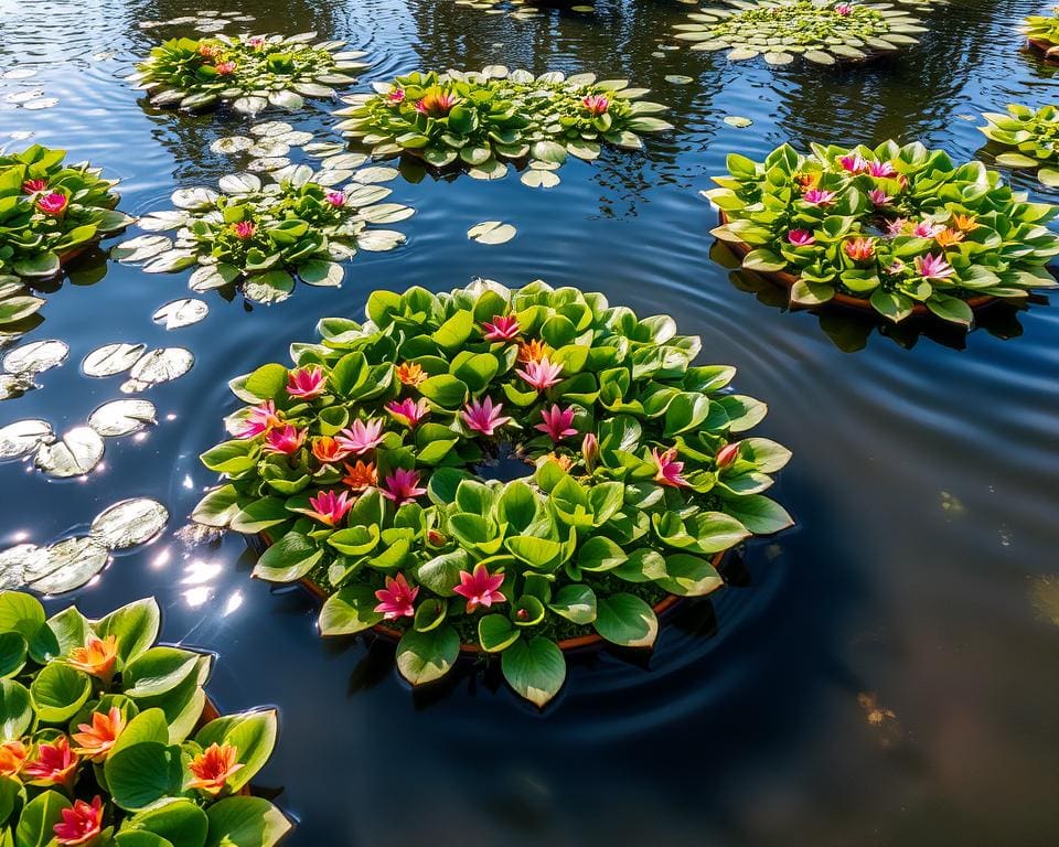 Pflege der schwimmenden Beete