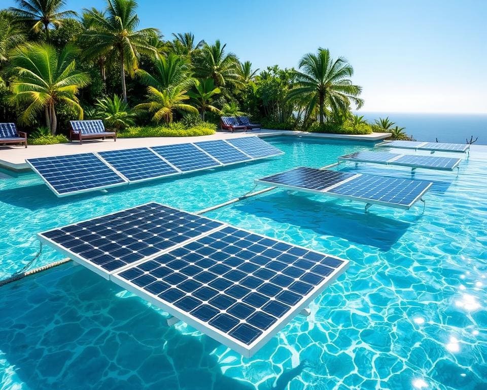 Schwimmende Solarpaneele im Pool: Stromerzeugung und Dekoration