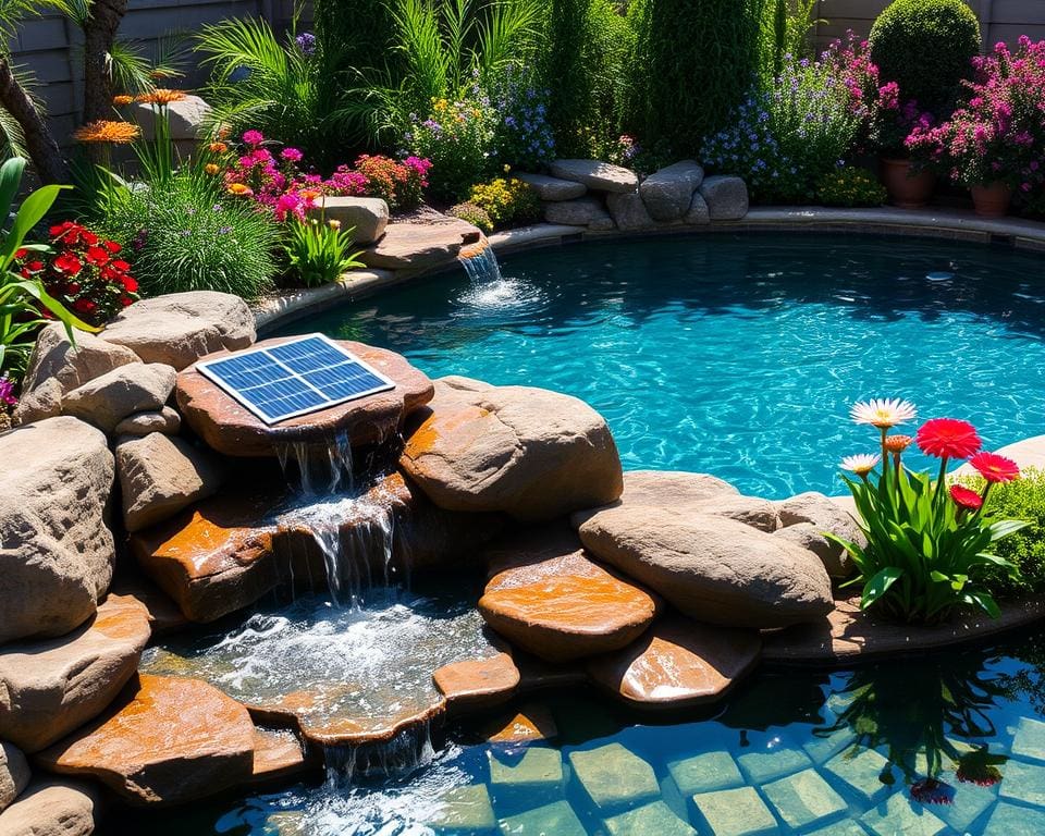 Solar-Wasserfälle: Umweltfreundliche Wasserspiele für Gartenpools