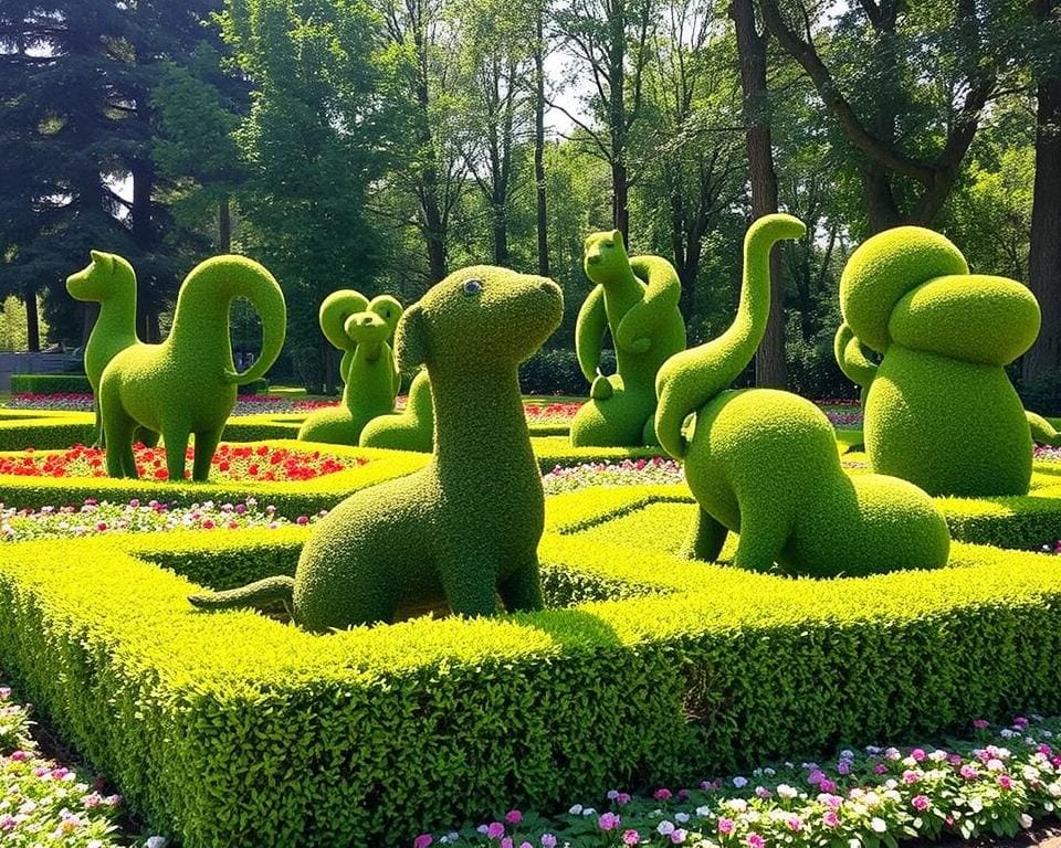 Grüne Skulpturen aus Formschnitt-Hecken: Kunst im Garten