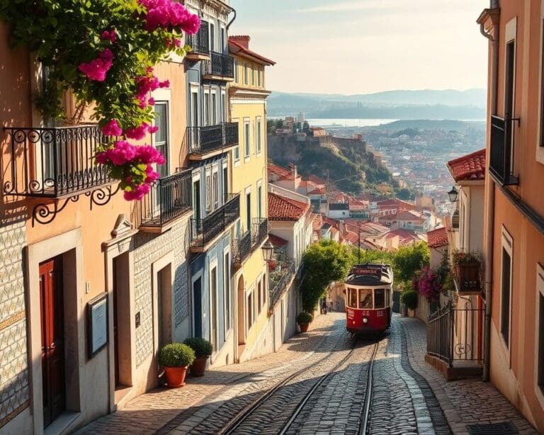 Historische Straßen in Lissabon, Portugal