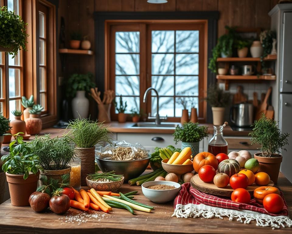 Kochrezepte und Indoor-Gärtnern im Winter