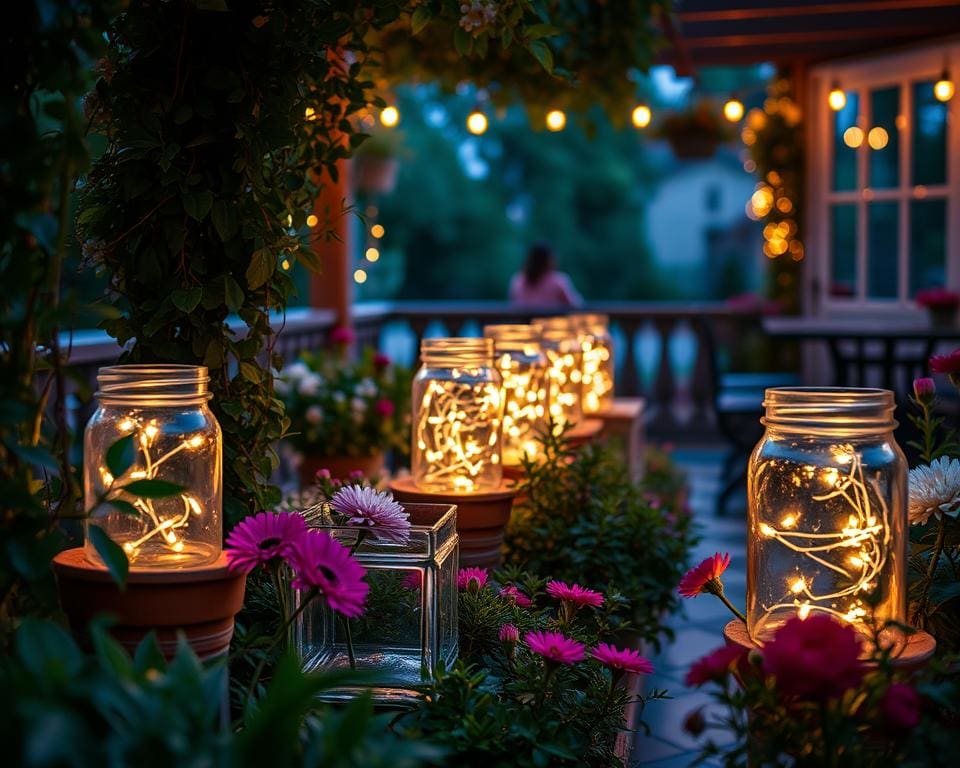 Lichter in Glasgefäßen: DIY-Beleuchtung für Terrasse und Garten