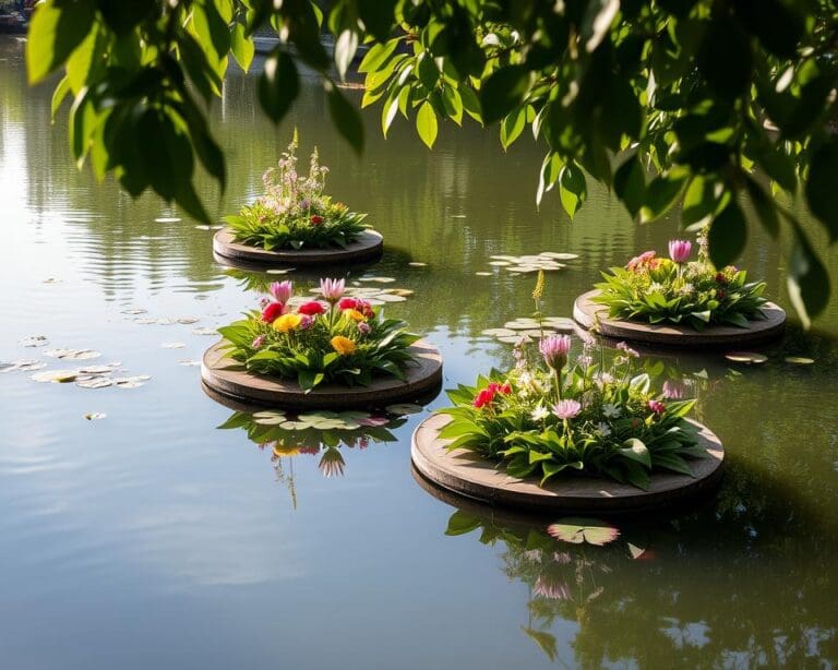 Schwimmende Gärten auf dem Teich: Grünes Highlight im Wasser