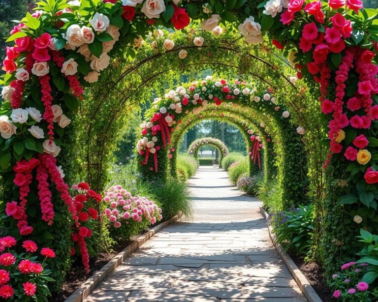 Blumenbögen als Eingänge: Natürliche Tore im Garten gestalten