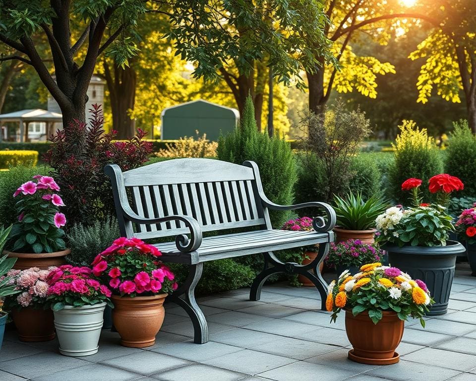 Gartenbänke mit Blumenkübeln: Stilvolle Kombinationsmöglichkeiten