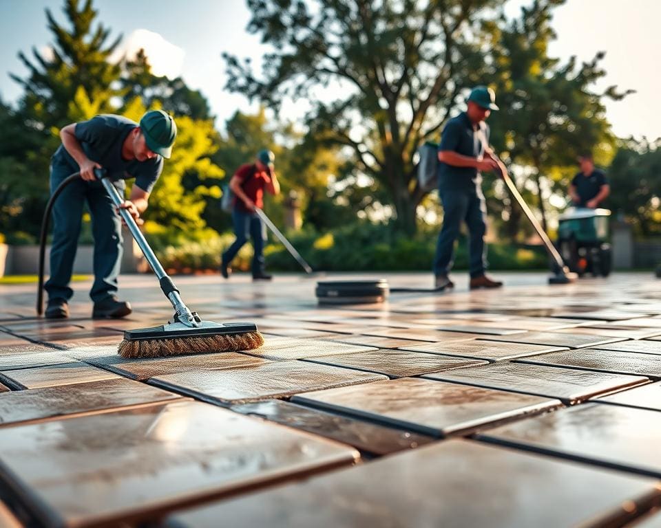 Wie Steinreinigung und Pflastersteinreinigung Aussenflächen dauerhaft schützen