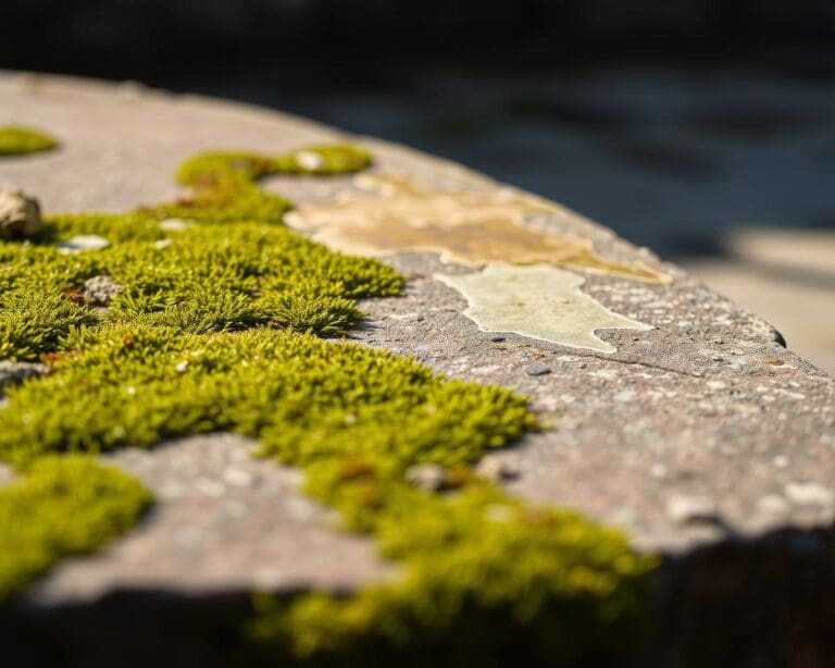 Wie entfernt man Moos und Algen dauerhaft von Steinflaechen?