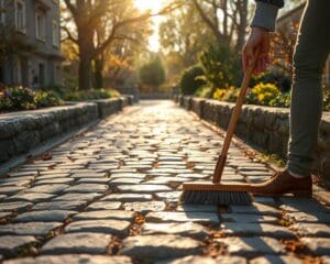 Wie reinigst du Pflastersteine nach dem Winter?